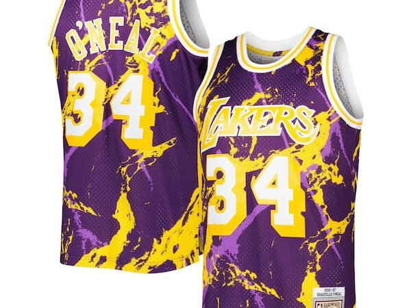Shaquille O'Neal Los Angeles Lakers 1996/97 Hardwood Classics Marble Swingman Jersey - Purple