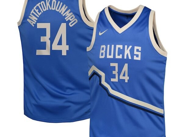 Giannis Antetokounmpo Milwaukee Bucks Nike Youth 2024/25 Swingman Player Jersey - City Edition - Royal