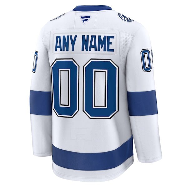 Tampa Bay Lightning Away Premium Custom Jersey - White/Black/Blue