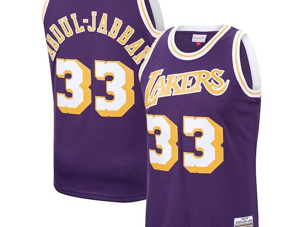 Kareem Abdul-Jabbar Los Angeles Lakers Hardwood Classics Swingman Jersey - Purple/Gold