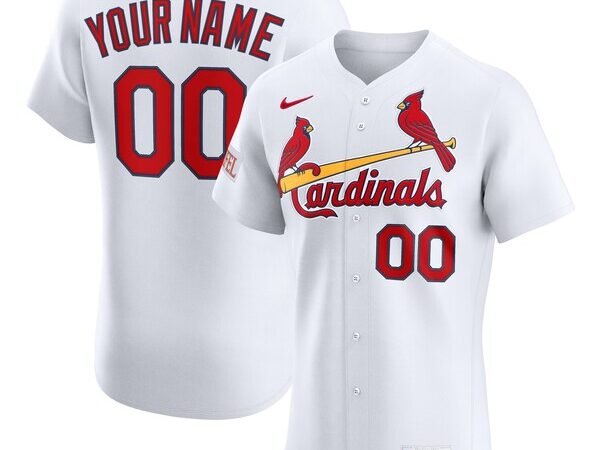 St. Louis Cardinals Nike Home Elite Sponsor Patch Custom Jersey - White