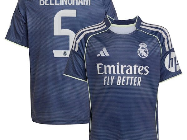 Jude Bellingham Los Merengues adidas Youth 2025/26 Away Replica Player Jersey - Blue/White