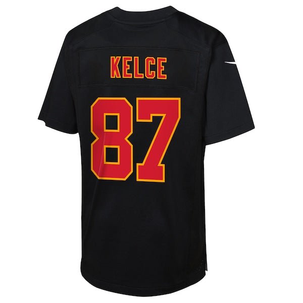 Travis Kelce Kansas City Chiefs Nike Youth Super Bowl LVIII Patch Carbon Fashion Game Jersey - Black