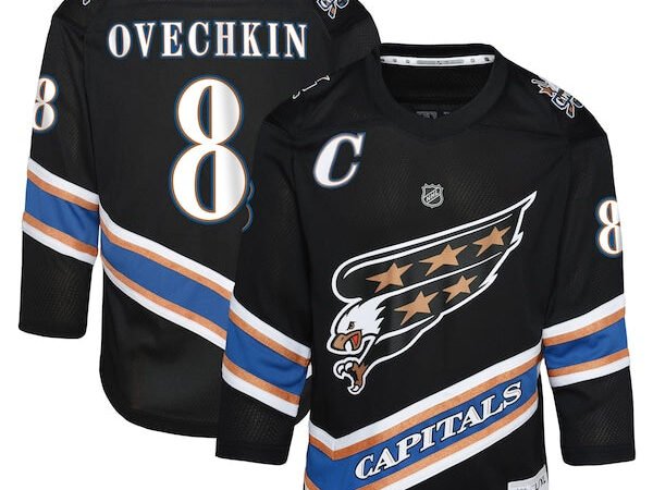 Alexander Ovechkin Washington Capitals Youth Alternate 50th Anniversary Replica Jersey - Black/Navy