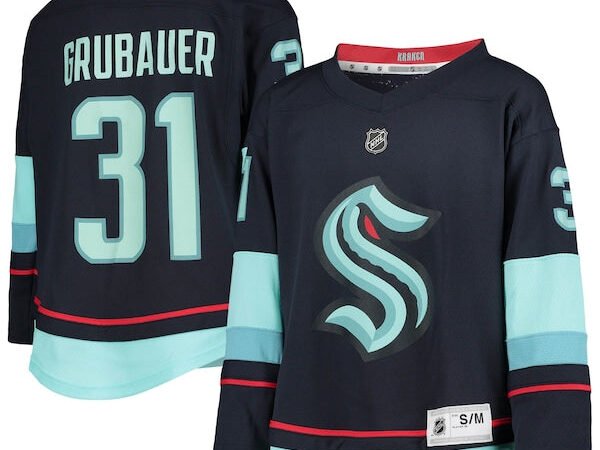 Philipp Grubauer Seattle Kraken Youth Home Replica Player Jersey - Deep Sea Blue