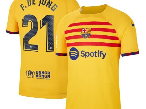 Frenkie de Jong Barcelona Nike 2022/23 Fourth Vapor Match Authentic Player Jersey - Yellow