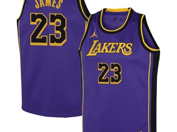 LeBron James Los Angeles Lakers Jordan Brand Youth Performance Swingman Jersey - Statement - Purple
