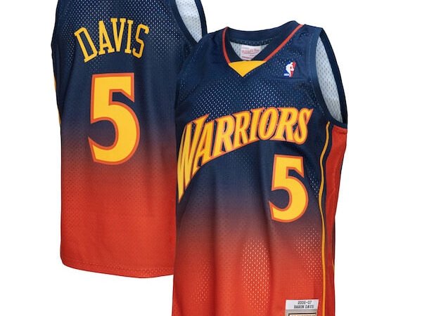 Baron Davis Golden State Warriors 2006/07 Hardwood Classics Fadeaway Swingman Player Jersey - Navy/Orange