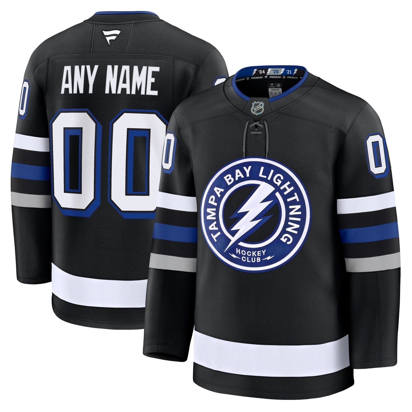 Tampa Bay Lightning Away Premium Custom Jersey - White/Black/Blue