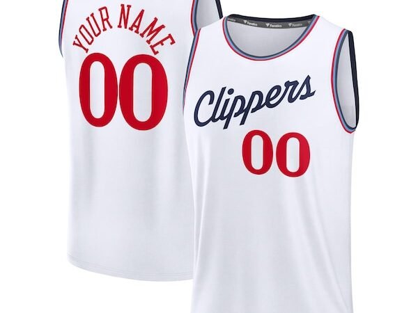 LA Clippers  Youth Fast Break Custom Replica Jersey - White  - Association Edition/Navy/Red