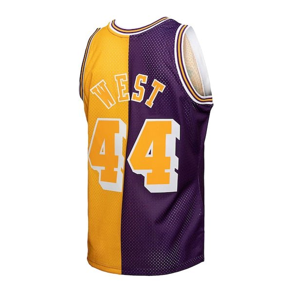 Jerry West Los Angeles Lakers Hardwood Classics 1971/72 Split Swingman Jersey - Purple/Gold