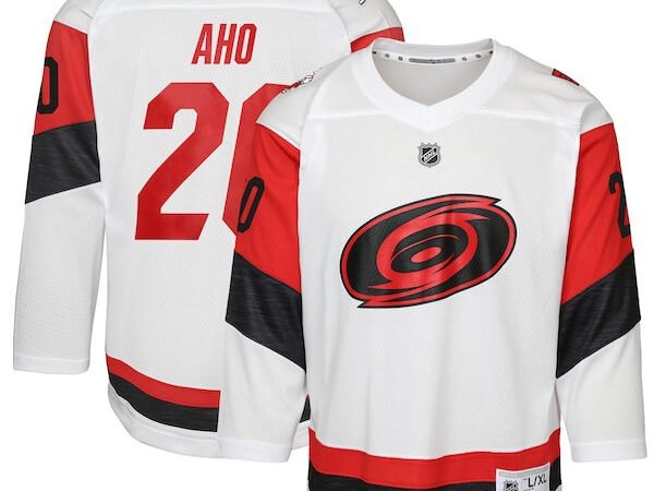 Sebastian Aho Carolina Hurricanes Youth Away Replica Player Jersey - White
