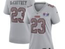 Christian McCaffrey San Francisco 49ers Nike Women's Super Bowl LVIII Atmosphere Fashion Game Jersey - Gray