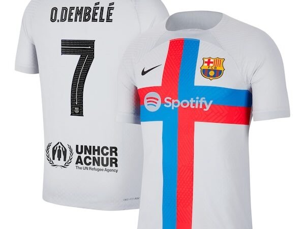 Ousmane Dembele Barcelona Nike 2022/23 Third Vapor Match Authentic Player Jersey - Gray