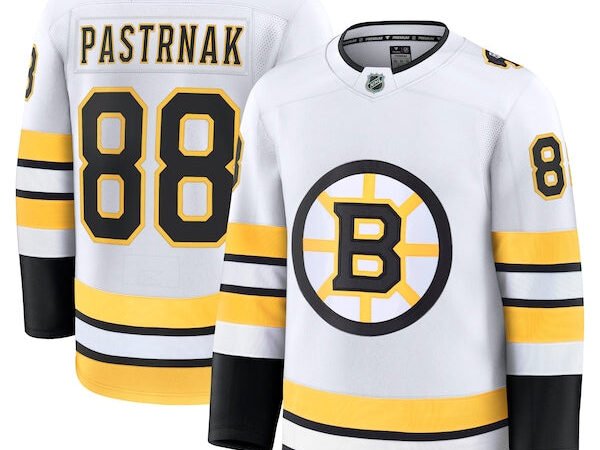 David Pastrnak Boston Bruins  Away Premium Player Jersey - White/Black