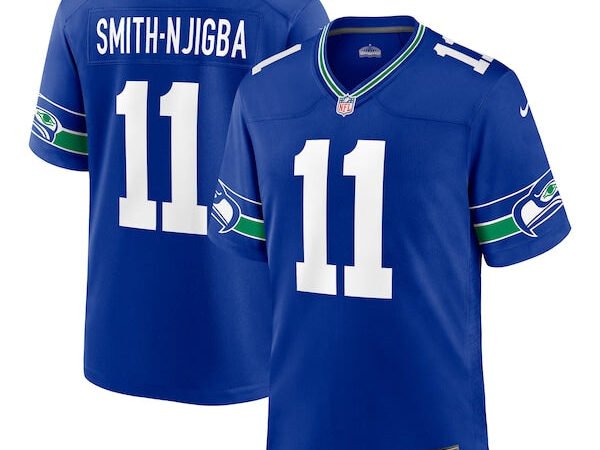 Jaxon Smith-Njigba Seattle Seahawks Nike Throwback Player Game Jersey - Royal/Navy