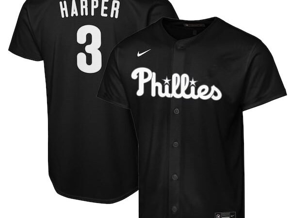 Bryce Harper Philadelphia Phillies Nike Youth Lights Out Replica Player Jersey - Black
