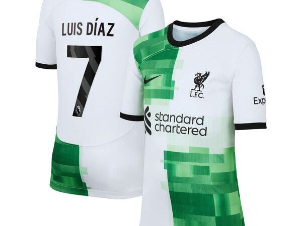 Luis Diaz Liverpool Nike Youth 2023/24 Away Replica Player Jersey - White