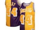 Jerry West Los Angeles Lakers Hardwood Classics 1971/72 Split Swingman Jersey - Purple/Gold