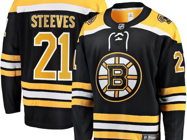 Alex Steeves Boston Bruins  Home Breakaway Jersey - Black