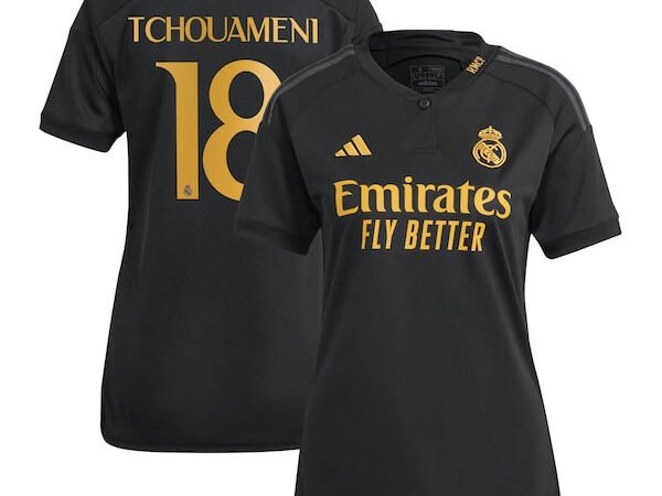 Aurélien Tchouaméni Los Merengues adidas Women's 2023/24 Third Replica Player Jersey - Black