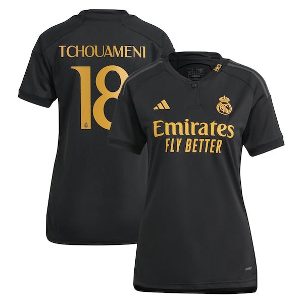 Aurélien Tchouaméni Los Merengues adidas Women's 2023/24 Third Replica Player Jersey - Black