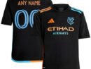 New York City FC adidas Youth 2024 24/7 Kit Replica Custom Jersey – Black