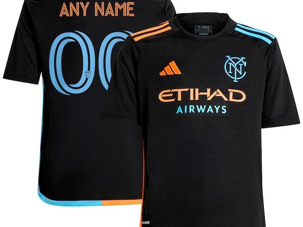 New York City FC adidas Youth 2024 24/7 Kit Replica Custom Jersey – Black