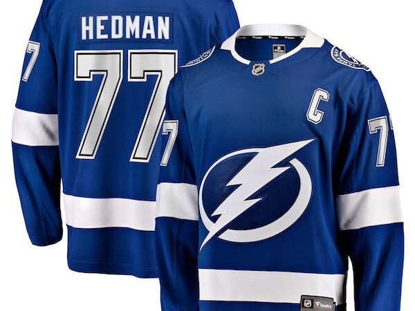 Victor Hedman Tampa Bay Lightning Home Captain Patch Breakaway Jersey - Blue