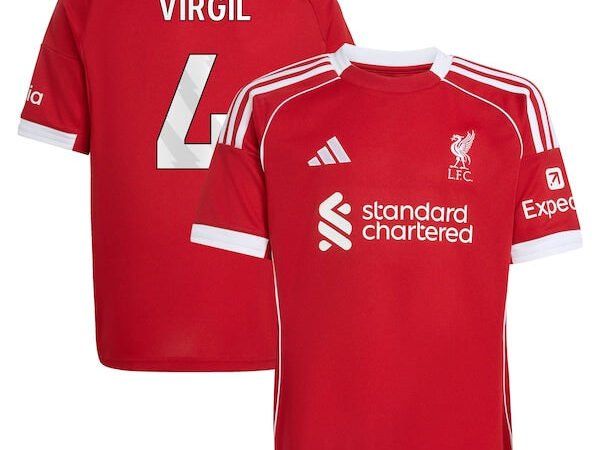 Virgil van Dijk Liverpool adidas Youth 2025/26 Home Replica Jersey - Red/Green