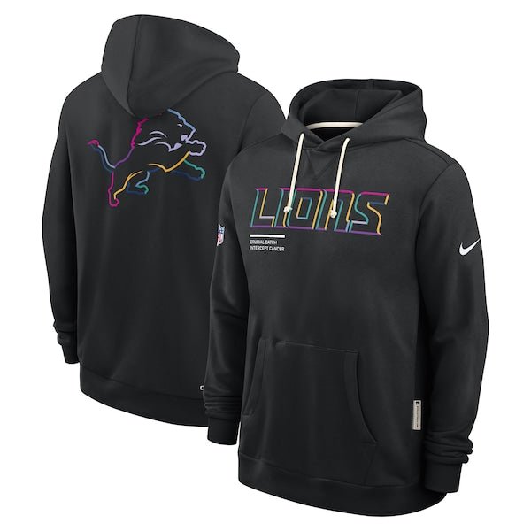 Detroit Lions Nike 2025 NFL Crucial Catch Sideline Standard Issue Dri-FIT Hoodie - Black