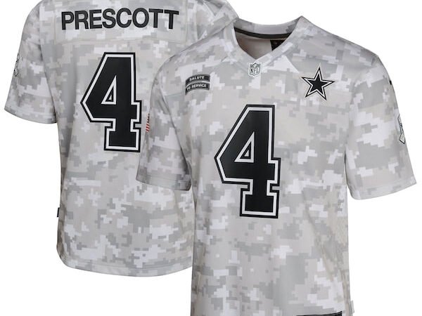Dak Prescott Dallas Cowboys Nike Youth 2024 Salute to Service Game Jersey - Arctic Camo