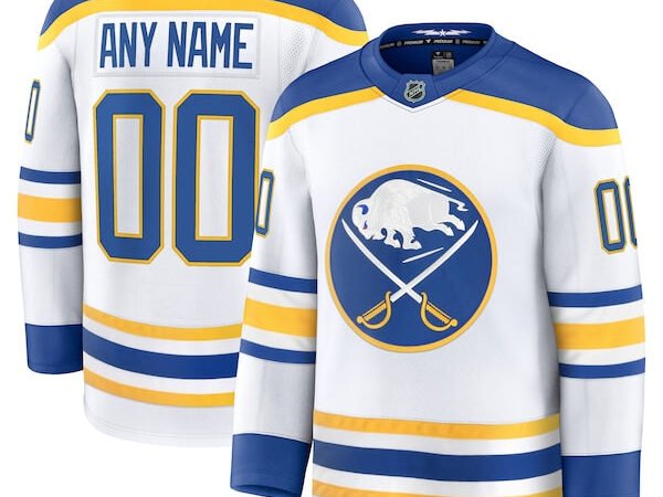 Buffalo Sabres Away Premium Custom Jersey - White/Black/Royal