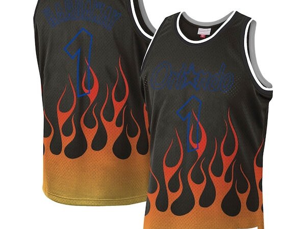 Penny Hardaway Orlando Magic 1994/95 Hardwood Classics Flames Swingman Jersey - Black