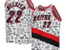Clyde Drexler Portland Trail Blazers 1991/92 Hardwood Classics Doodle Swingman Player Jersey - White