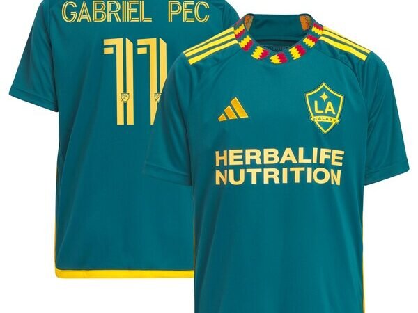 Gabriel Pec LA Galaxy adidas Youth 2024 LA Kit Replica Player Jersey - Green