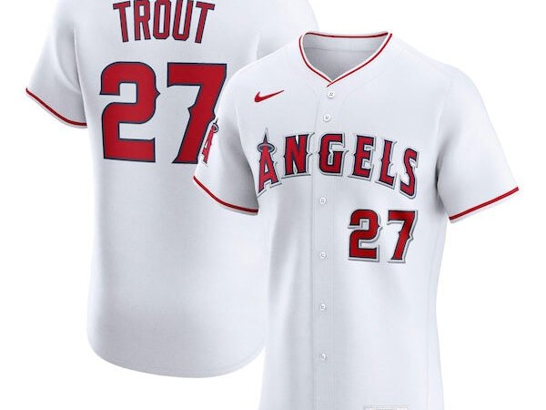Mike Trout Los Angeles Angels Nike Home ElitePlayer  Jersey - White/Red