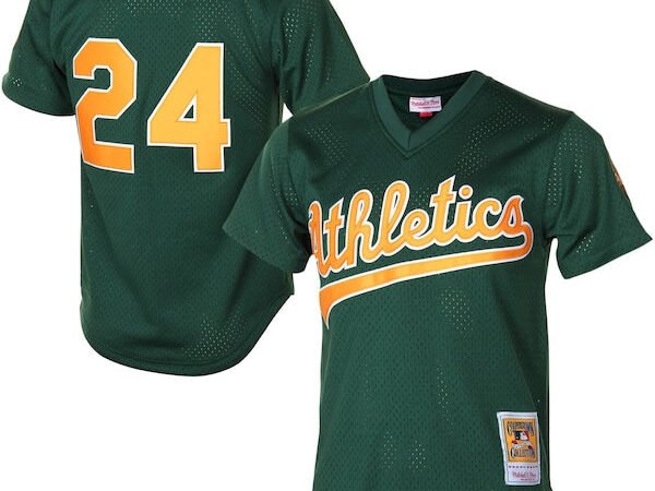 Rickey Henderson Oakland Athletics 1998 Cooperstown Mesh Batting Practice Jersey - Green