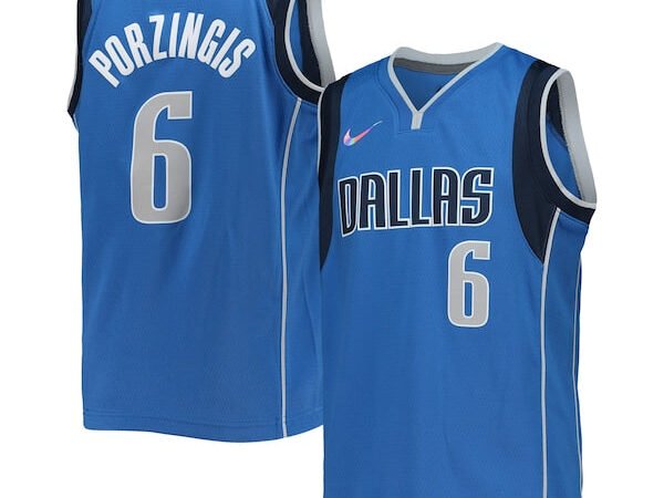 Kristaps Porzingis Dallas Mavericks Nike Youth 2021/22 Diamond Swingman Jersey - Icon Edition - Blue