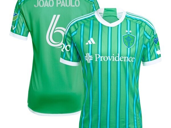 Joao Paulo Seattle Sounders FC adidas 2024 The Anniversary Kit Authentic Player Jersey – Green