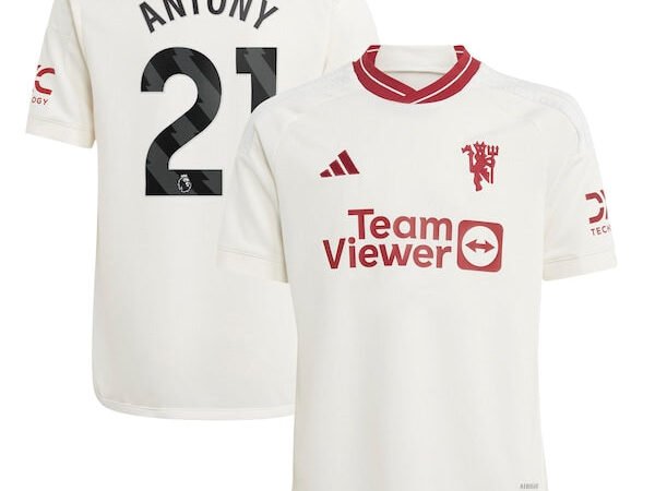 Antony Manchester United adidas Youth 2023/24 Third Replica Player Jersey - White/Green