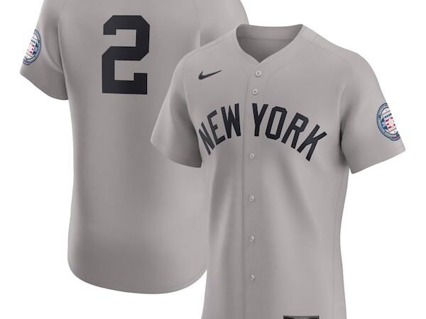 Derek Jeter New York Yankees Nike Road 2020 Hall of Fame Induction Patch Elite Player Jersey - Gray