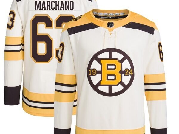 Brad Marchand Boston Bruins adidas Primegreen 100th Anniversary Authentic Player Jersey - Cream