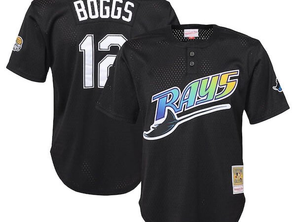 Wade Boggs Tampa Bay Rays Youth Cooperstown Collection Mesh Batting Practice Jersey - Black