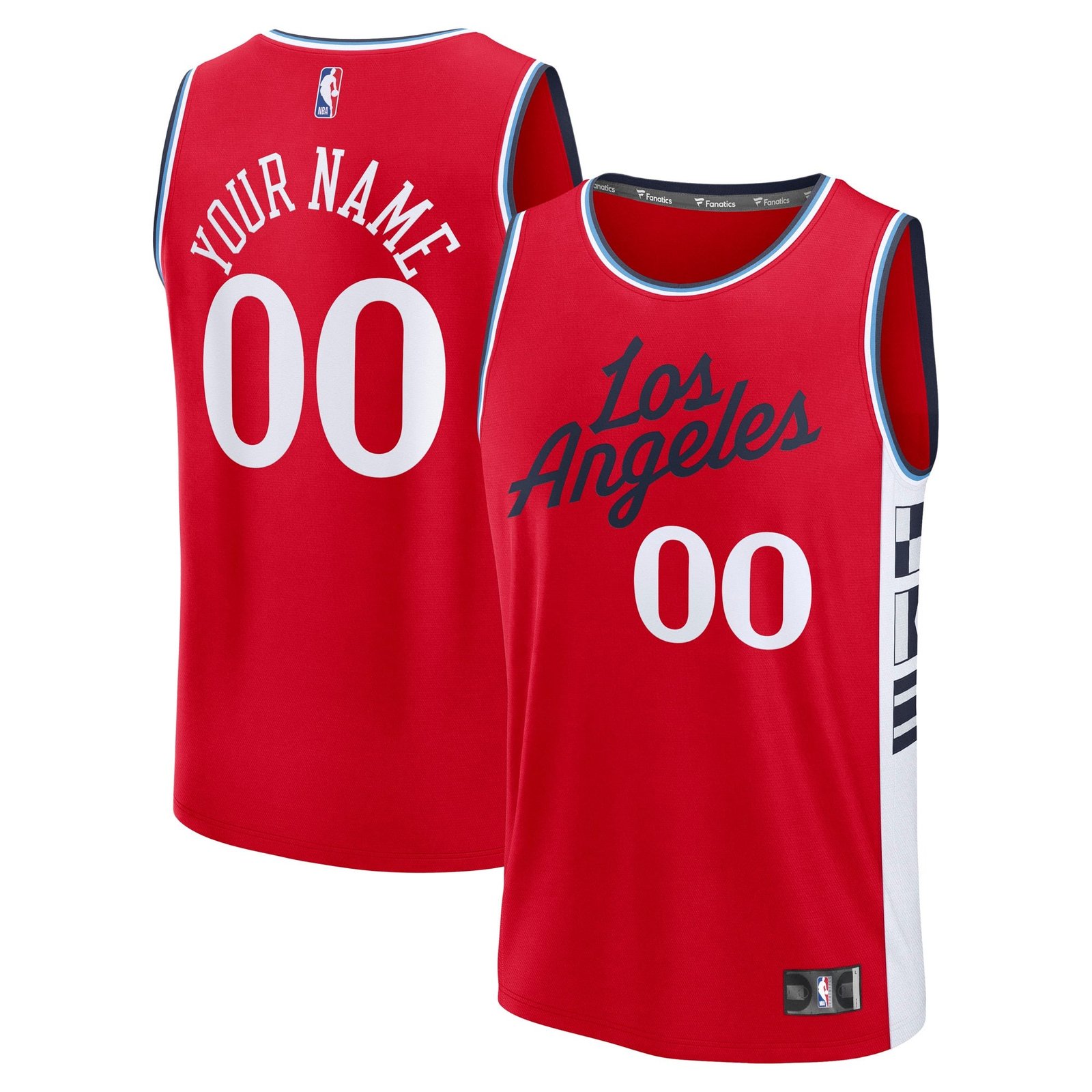 LA Clippers Youth Fast Break Custom Replica Jersey - Navy - Icon Edition/White/Red