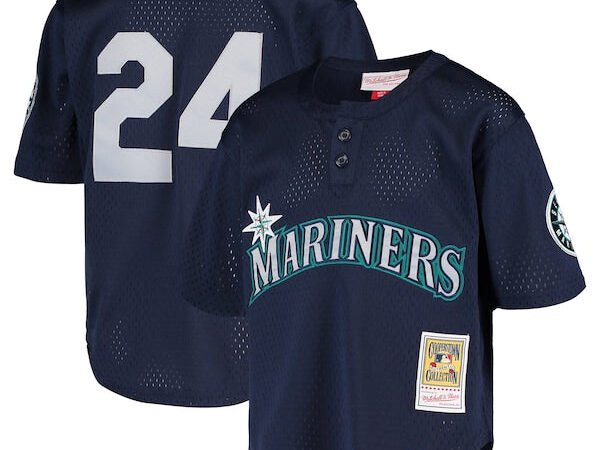 Ken Griffey Jr. Seattle Mariners Youth Cooperstown Collection Mesh Batting Practice Jersey - Navy
