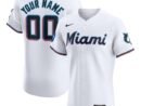 Miami Marlins Nike Home Elite Custom Patch Jersey - White