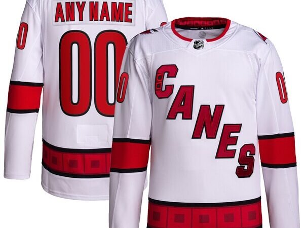 Carolina Hurricanes adidas  Away  Primegreen Authentic Custom Jersey - White