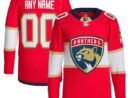 Florida Panthers adidas Home Primegreen Authentic Custom Jersey - Red