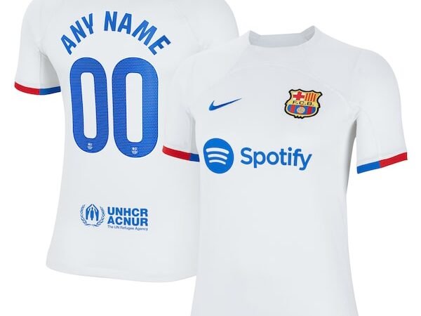 Barcelona Nike Youth 2023/24 Away Custom Replica Jersey - White